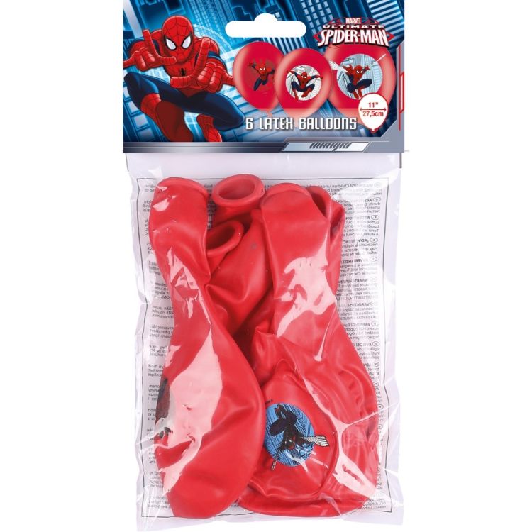 Baloane latex rosii Spiderman 6 buc - 27 cm