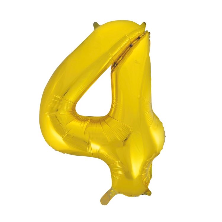 Balon cifra 4 auriu - 86 cm