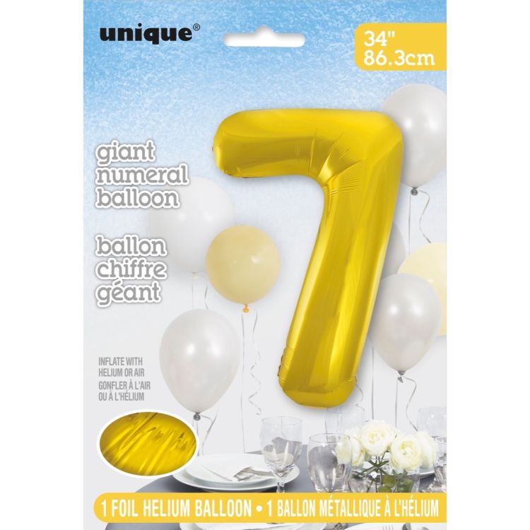 Balon cifra 7 auriu - 86 cm