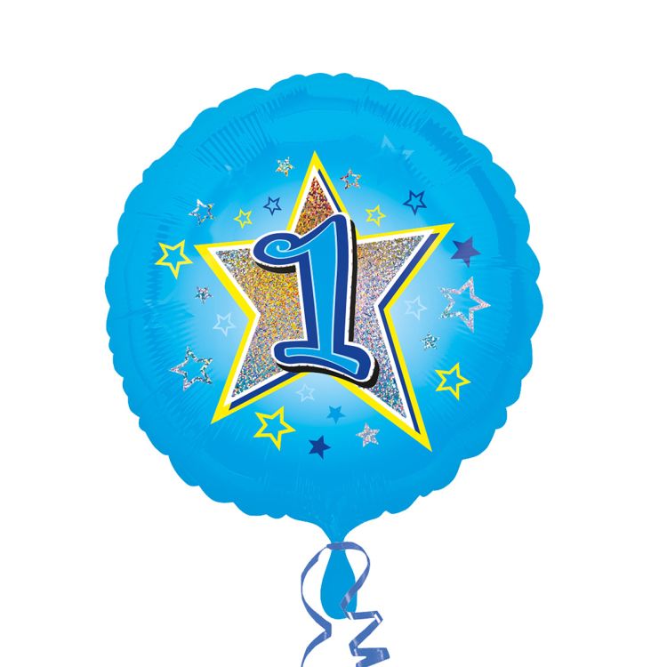 Balon folie bleu cu cifra 1 - 43 cm
