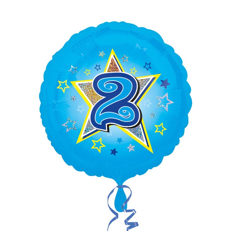 Balon folie bleu cu cifra 2 - 45 cm