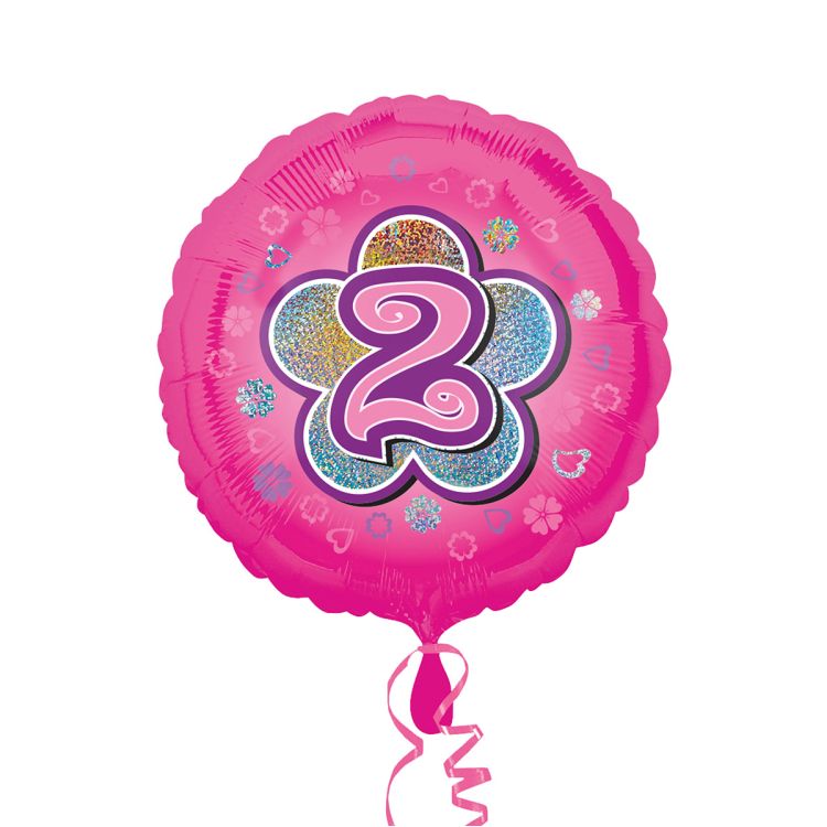 Balon folie roz cu cifra 2 - 43 cm