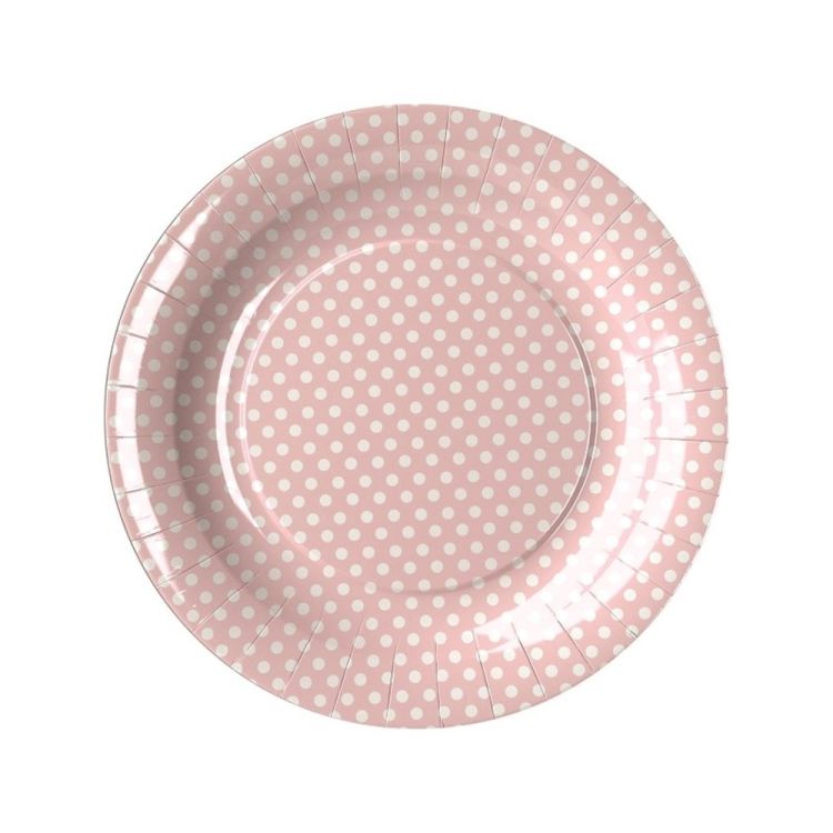 Farfurii mici roz cu buline 18 cm