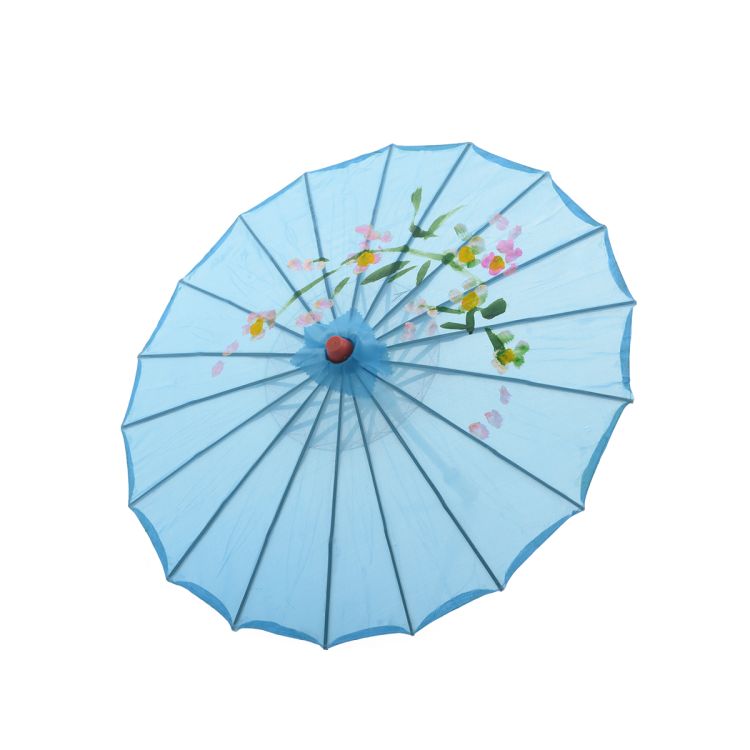 Umbrela chinezeasca bleu cu flori pentru copii	