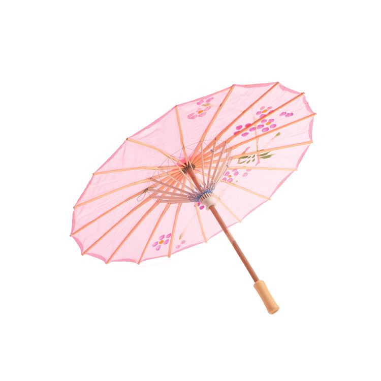 Umbrela chinezeasca roz cu flori pentru copii