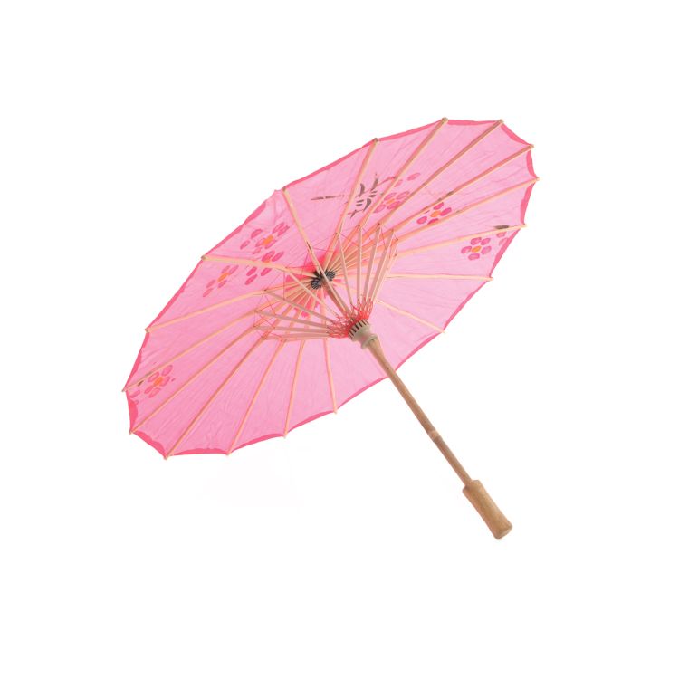 Umbrela chinezeasca roz inchis cu flori pentru copii