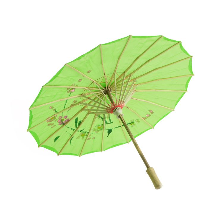 Umbrela chinezeasca verde cu flori pentru copii