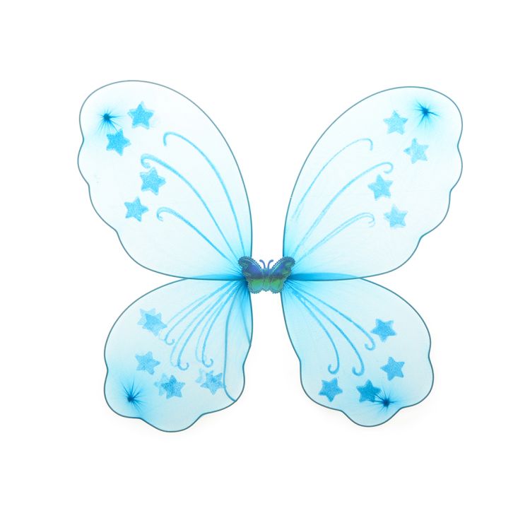 Aripi de fluture bleu cu bagheta si coronita