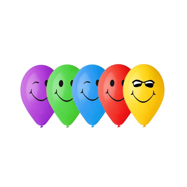 Baloane Smiley Face colorate 24 cm