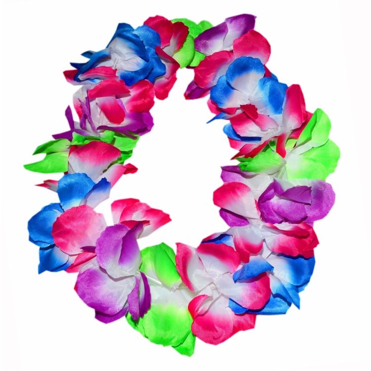 Ghirlanda hawaiana scurta cu floricele multicolore