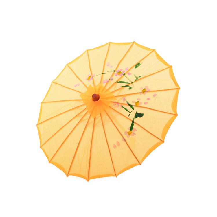 Umbrela chinezeasca galbena cu flori pentru copii
