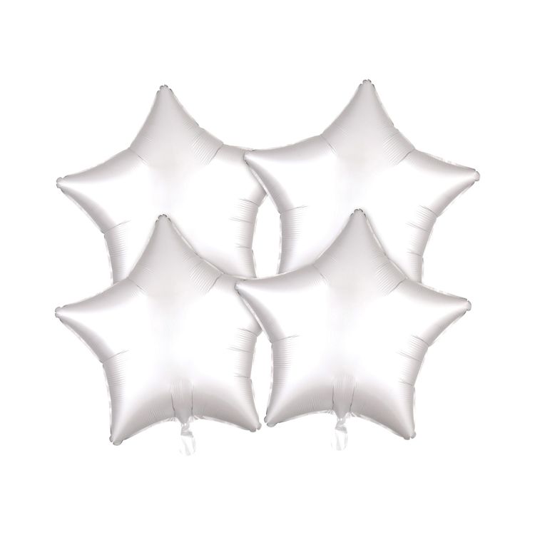 4 baloane stea alb satinat - 48 cm