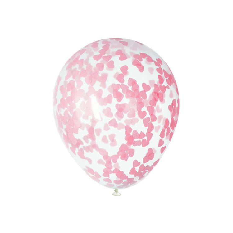 5 baloane transparente cu confetti roz - 40.6 cm