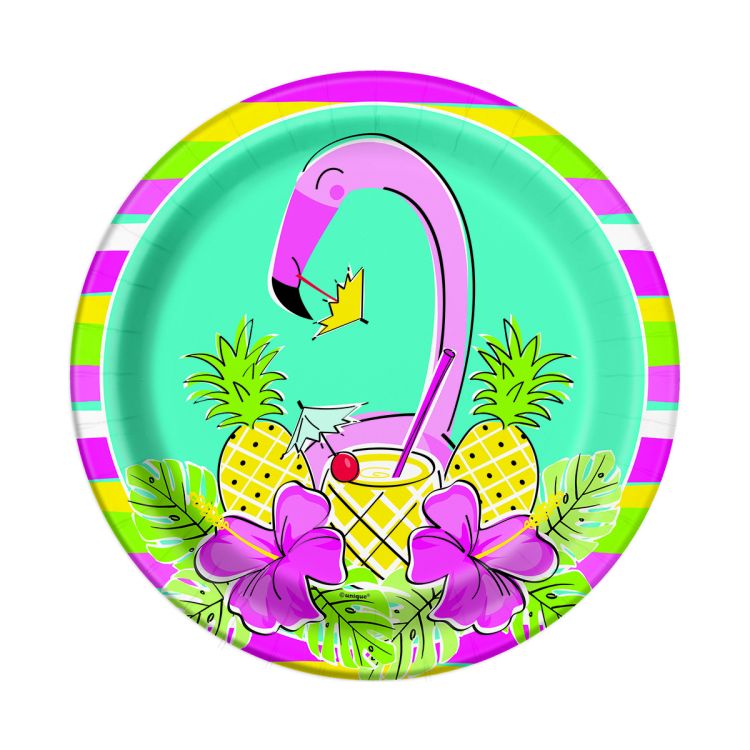 8 farfurii flamingo - 22 cm