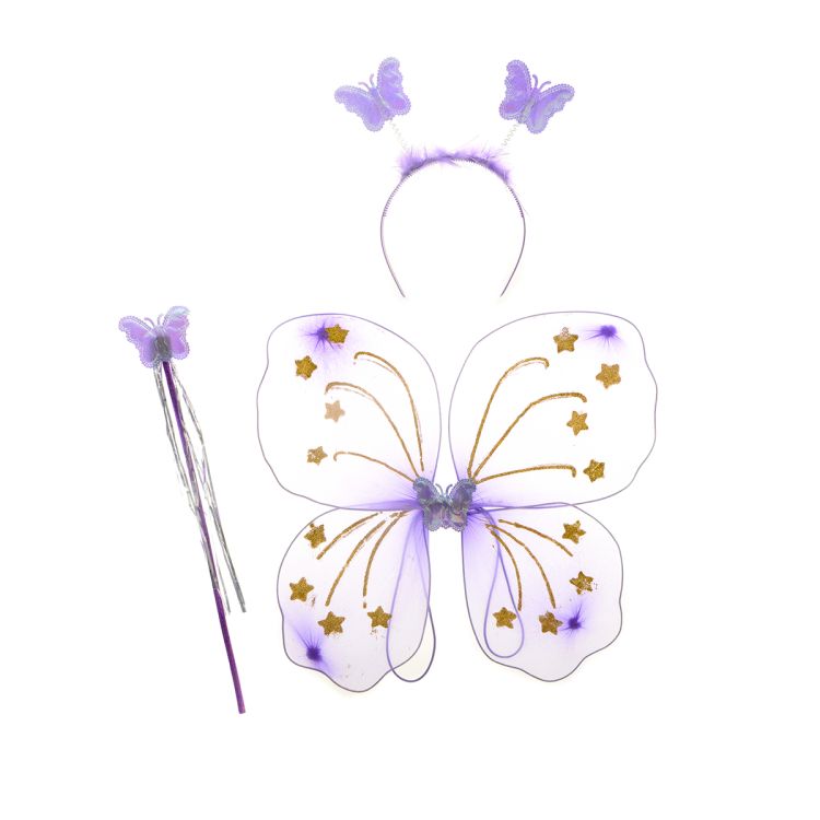 Aripi de fluture mov cu sclipici si accesorii