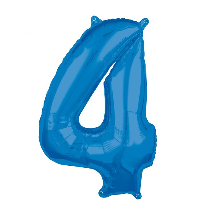 Balon cifra 4 albastru - 45 cm x 66 cm