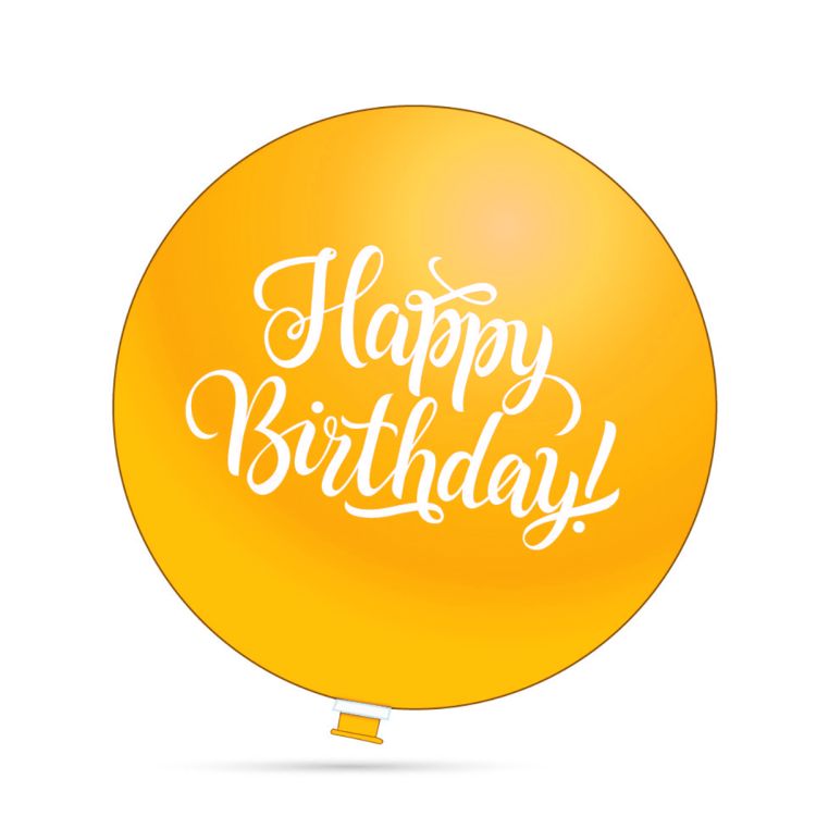Balon jumbo Happy Birthday galben - 70 cm