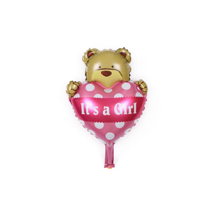Balon roz cu ursulet - 23 cm