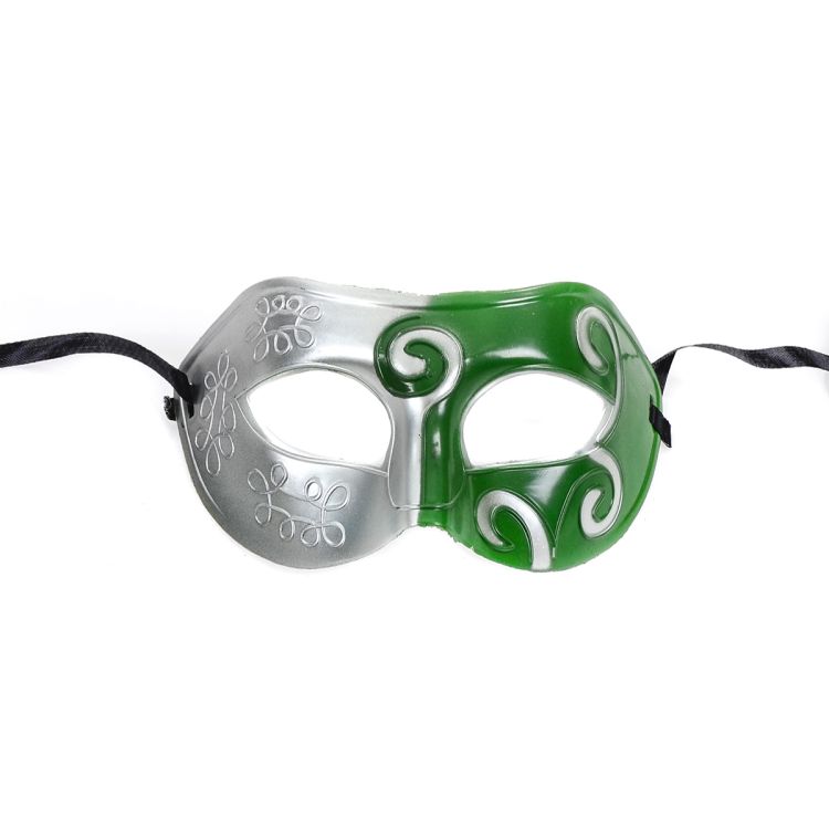 Masca venetiana verde cu detalii argintii