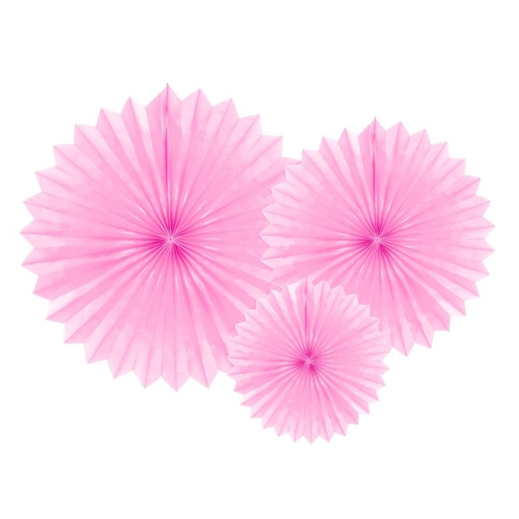 3 Decorațiuni rozetă roz - 20-40 cm