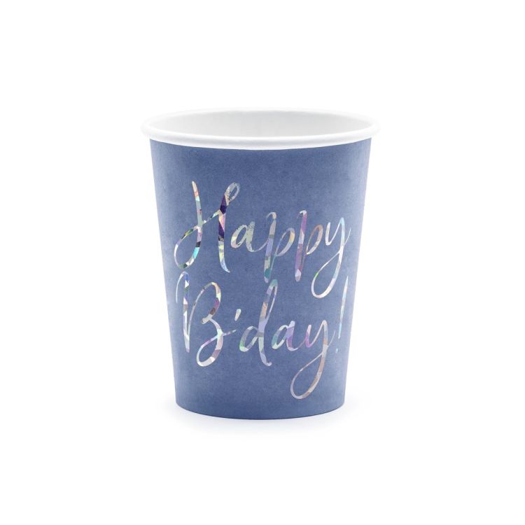 6 pahare albastre Happy Birthday - 220 ml