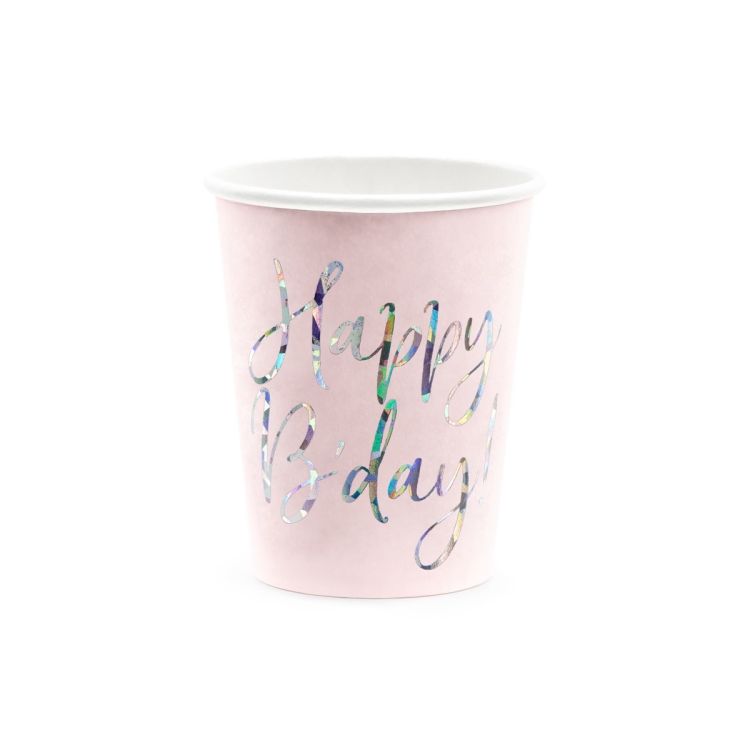 6 pahare roz Happy Birthday - 220 ml