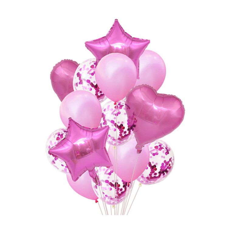 10 baloane roz latex și folie cu confetti