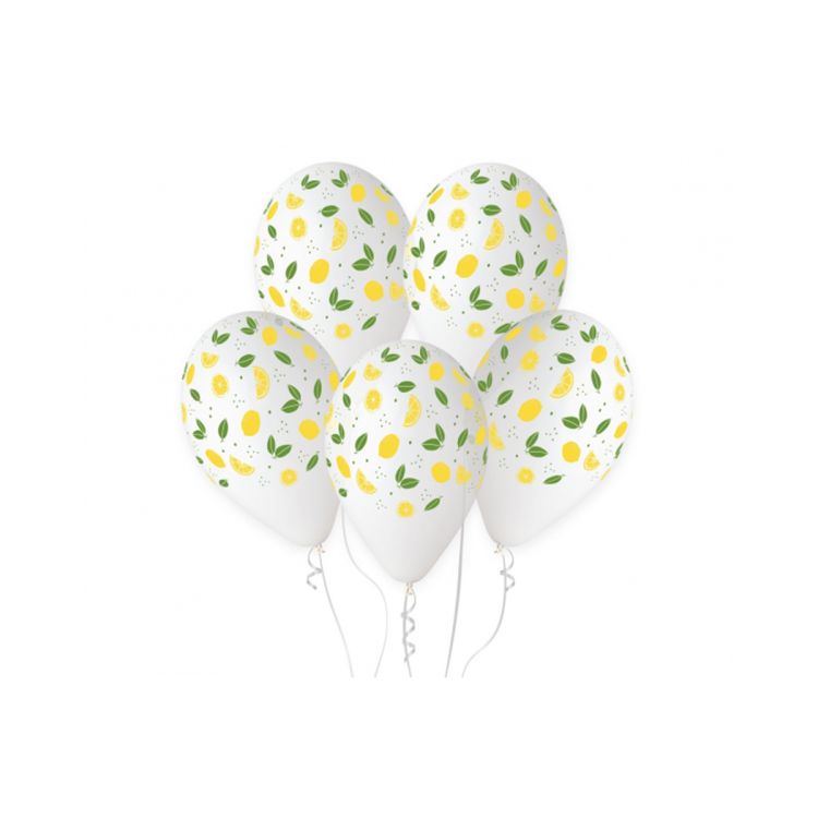 5 baloane transparente cu lămâi - 33 cm