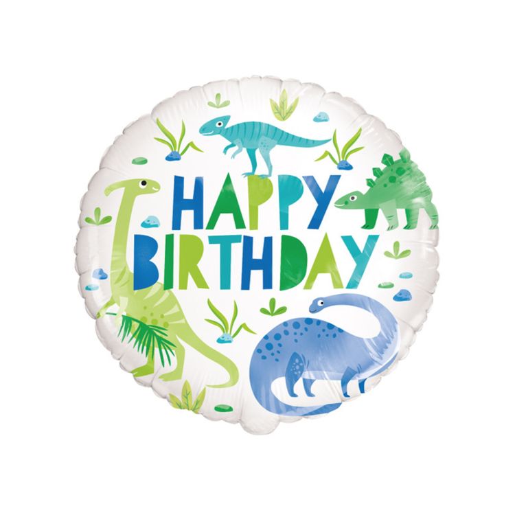 Balon alb cu dinozauri - 43 cm