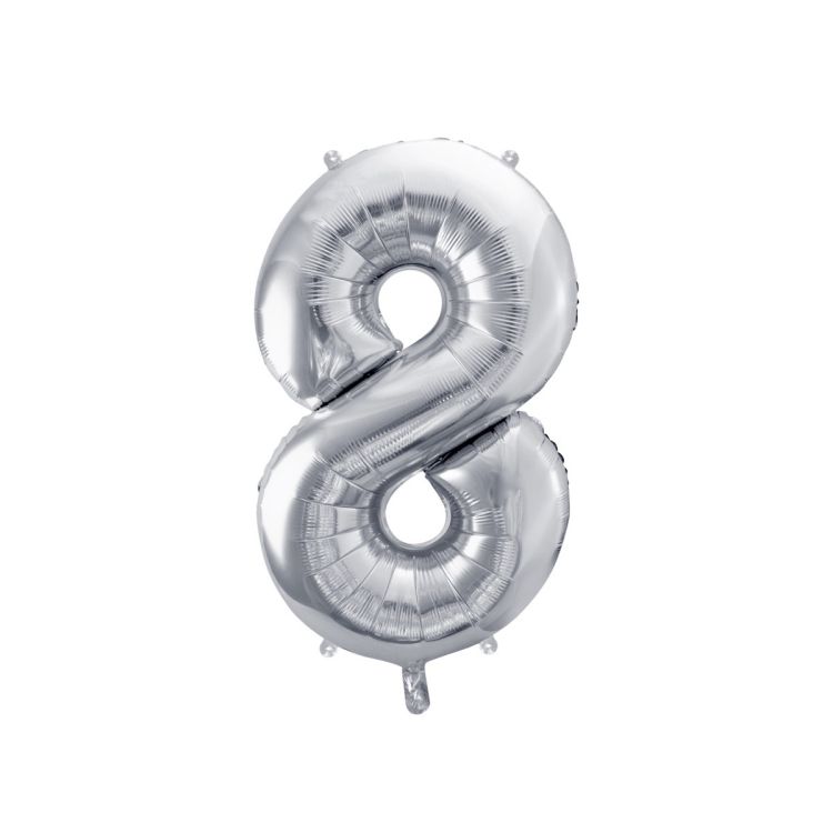 Balon argintiu cifra 8 - 86 cm