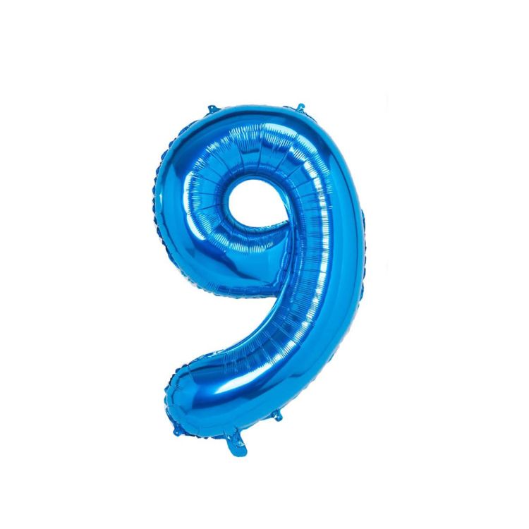 Balon folie cifra 9 albastru - 86 cm