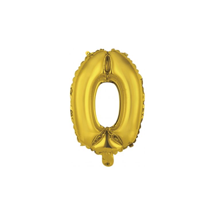 Mini balon cifra 0 auriu - 35 cm
