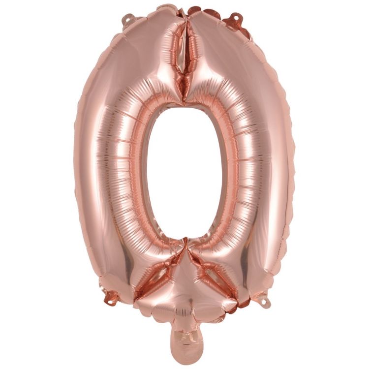 Mini balon roz gold cifra 0 - 35 cm