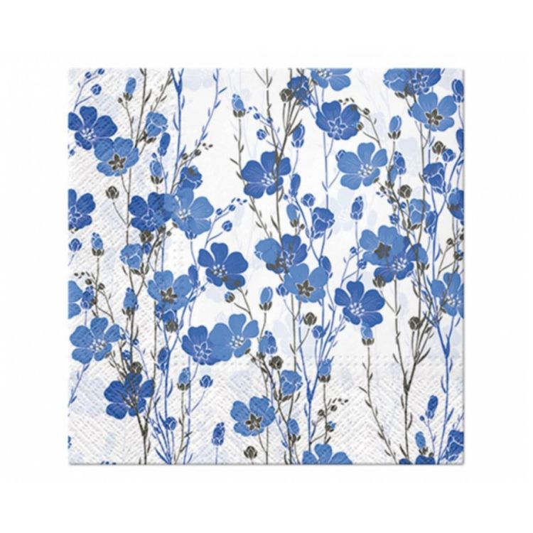 20 șervețele cu flori albastre - 33 x 33 cm