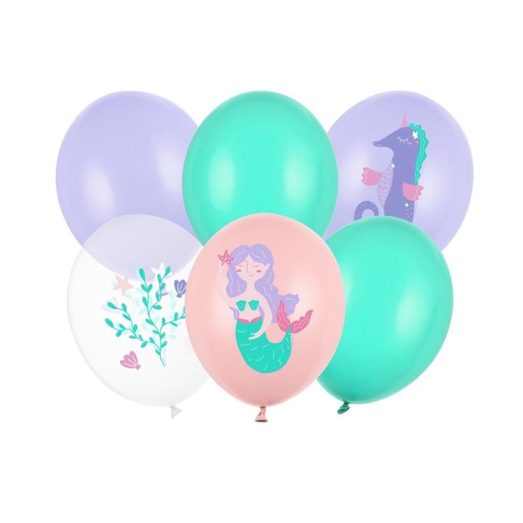 6 baloane tematica sirenă - 30 cm