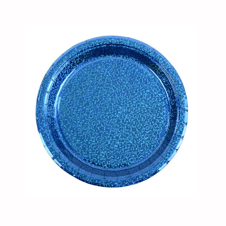 6 farfurii albastre holografice - 17 cm