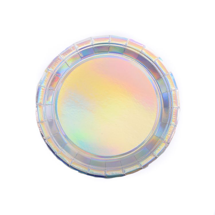 6 farfurii holografice argintii - 17 cm