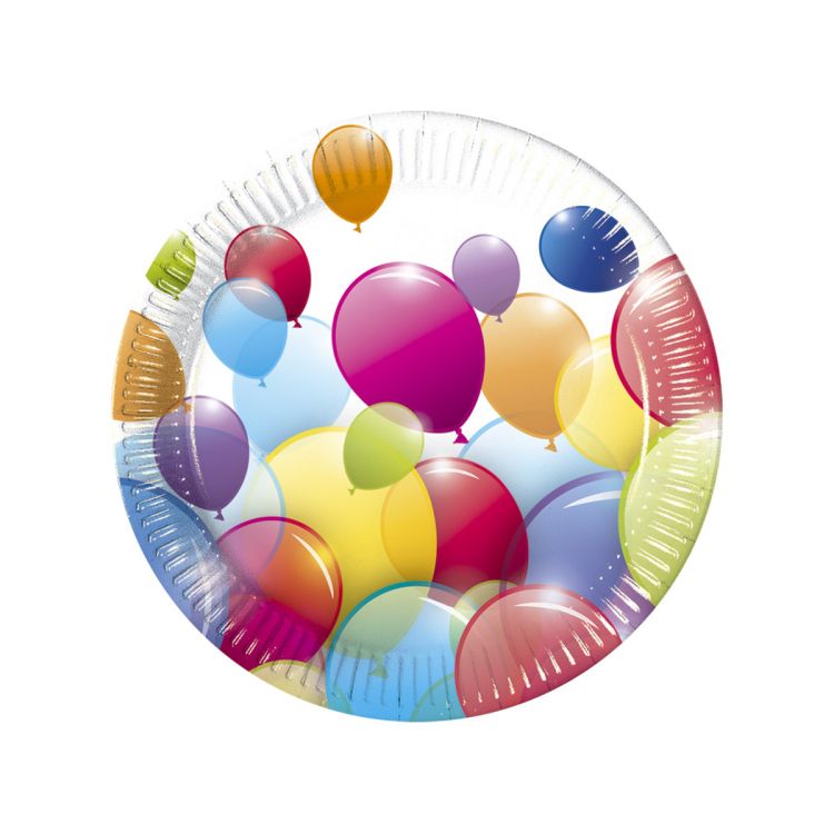 8 Farfurii sparkling balloons - 23 cm