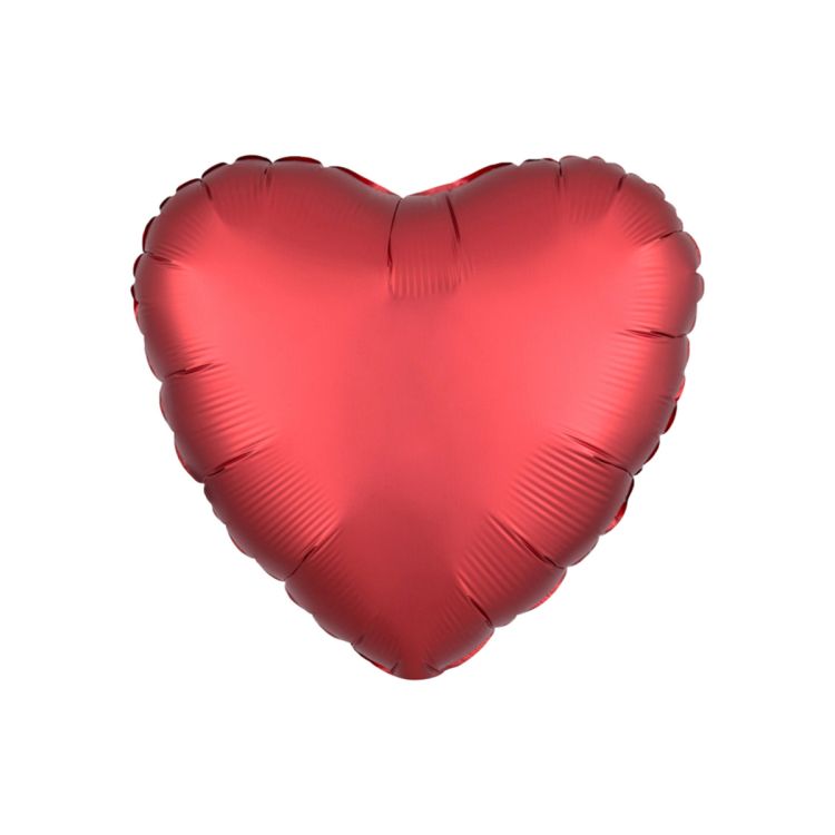 Balon inimă roșu satinat - 43 cm