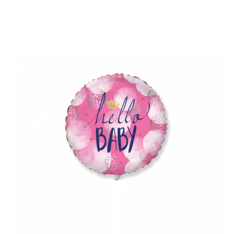 Mini balon roz Hello Baby - 35 cm