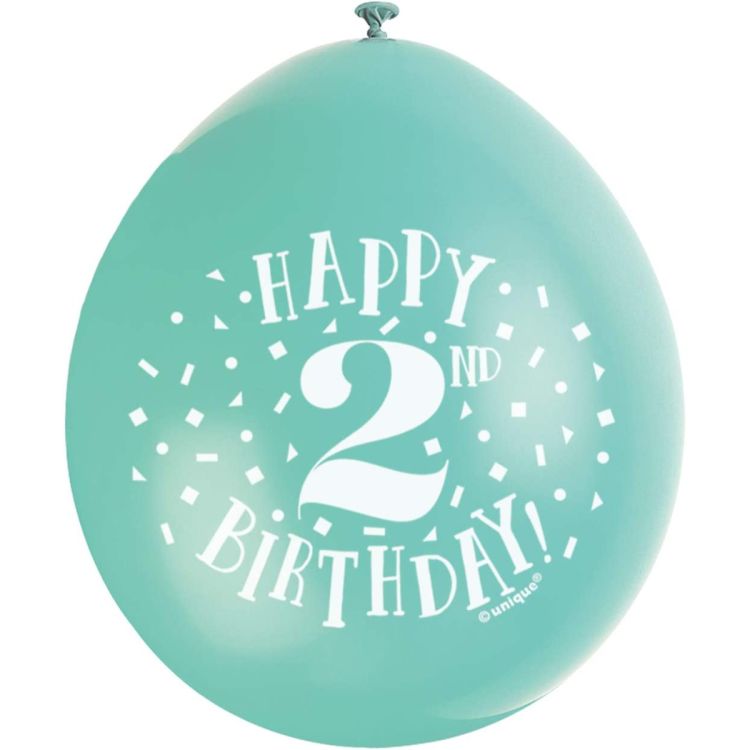 10 baloane aniversare cu cifra 2 - 22 cm