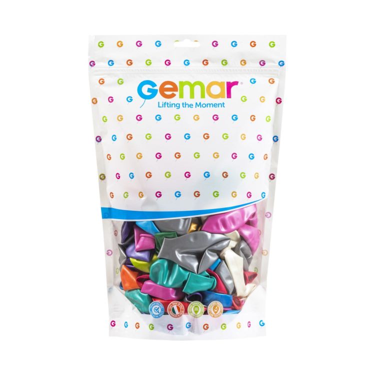 50 baloane multicolore metalice Gemar - 25 cm