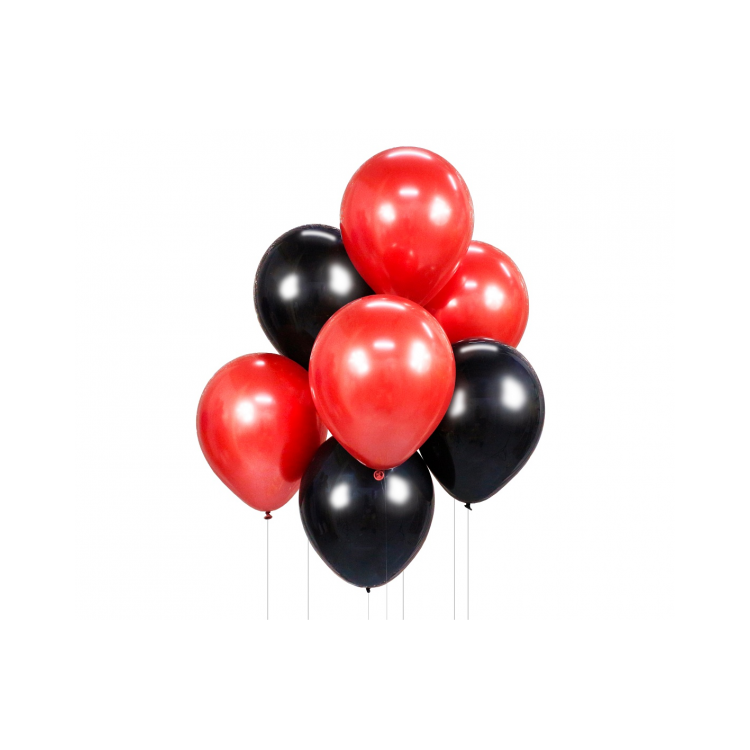 6 baloane latex rosii si negre - 30 cm