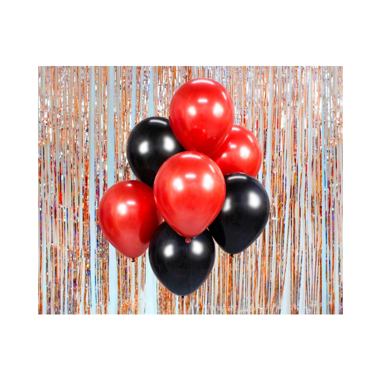 6 baloane latex rosii si negre - 30 cm
