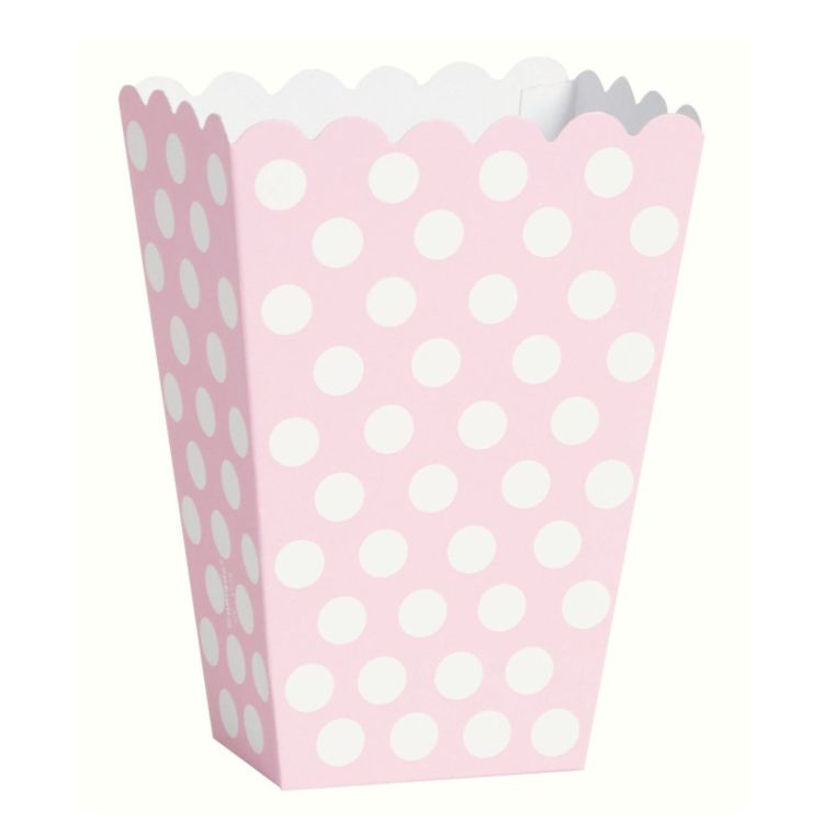 8 cutii roz deschis cu buline pentru popcorn