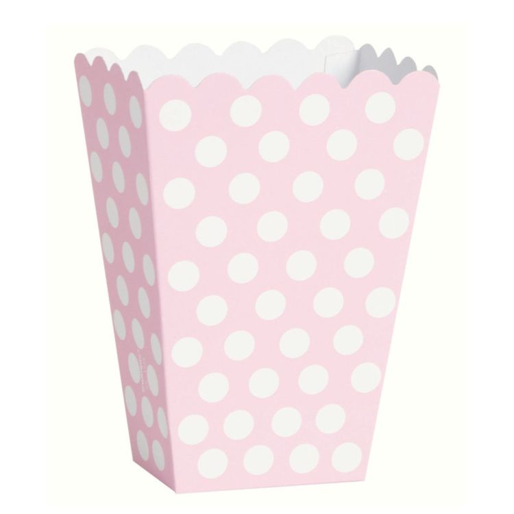 8 cutii roz deschis cu buline pentru popcorn	