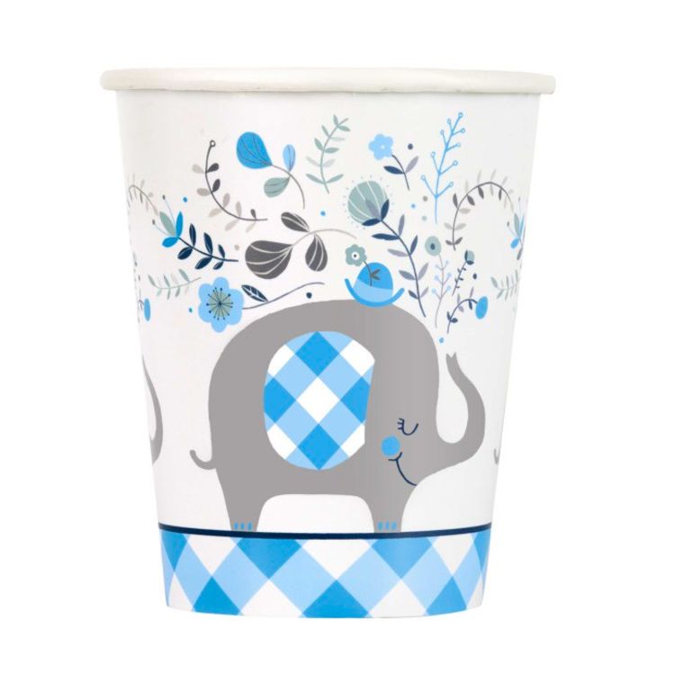 8 pahare Baby cu elefant bleu - 266 ml