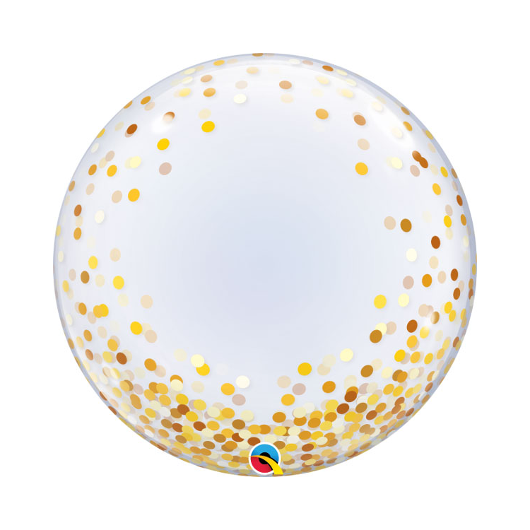 Balon bubble imprimat cu confetti aurii