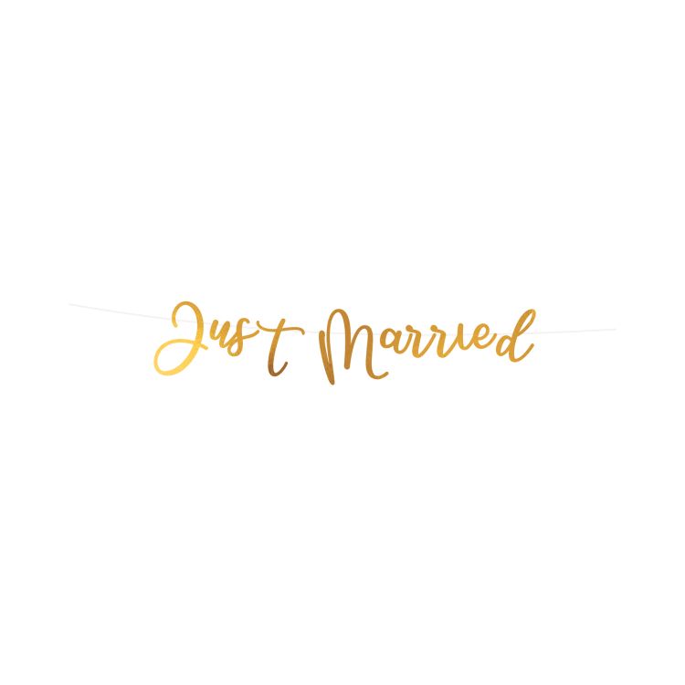 Banner auriu Just Married