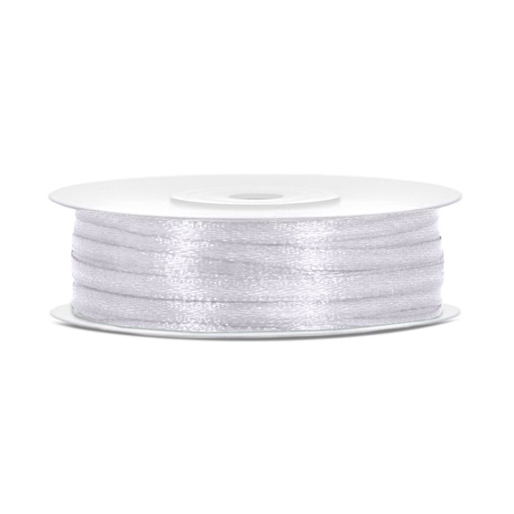 Panglică albă satinată - 3mm/50m